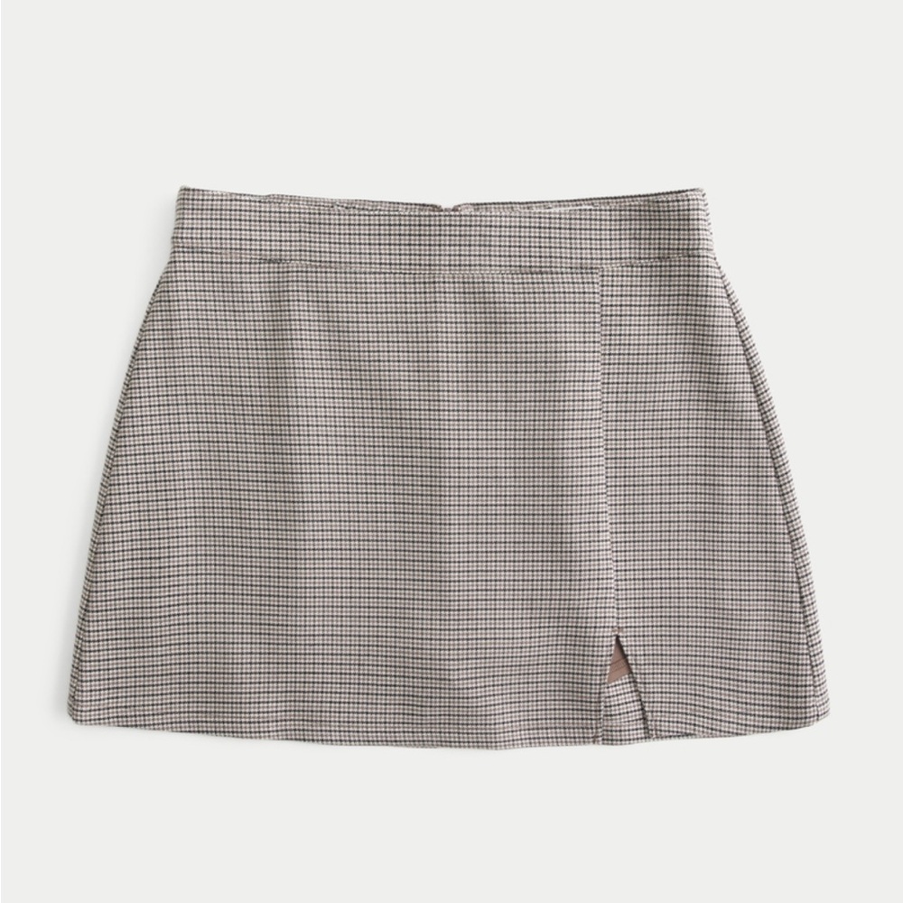 NWT Hollister Light Brown Plaid Mini Skirt XXS - NEW